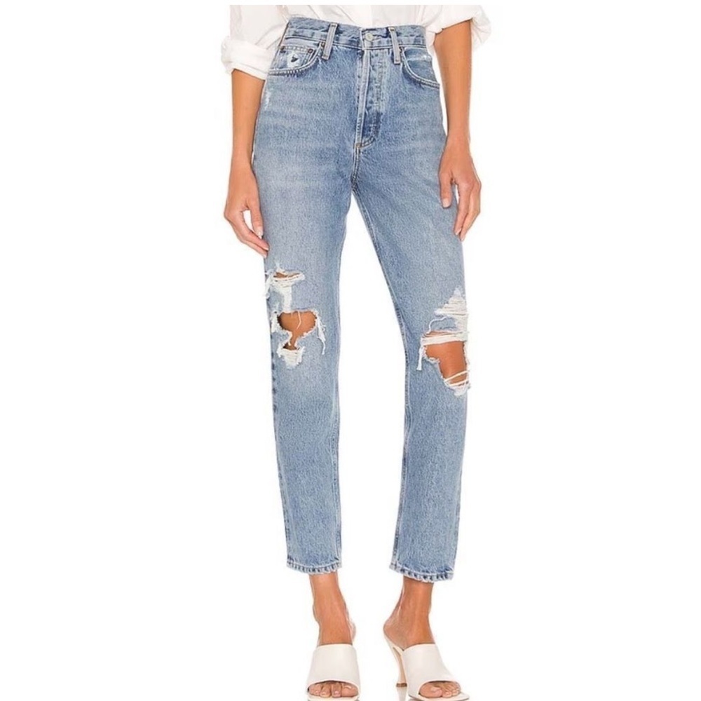 AGOLDE Fen High Rise Relaxed Taper Straight Leg Jean Size 29 Distressed